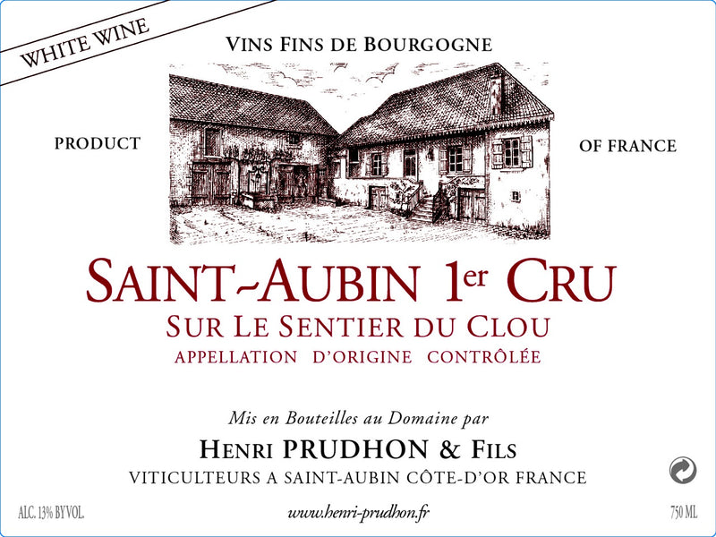 Henri Prudhon & Fils Saint-Aubin Blanc 1er Cru 'Sur Le Sentier Du Clou' 2019