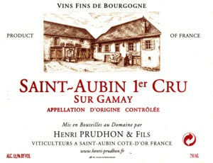 Henri Prudhon & Fils Saint-Aubin Blanc 1er Cru 'Sur Gamay' 2019