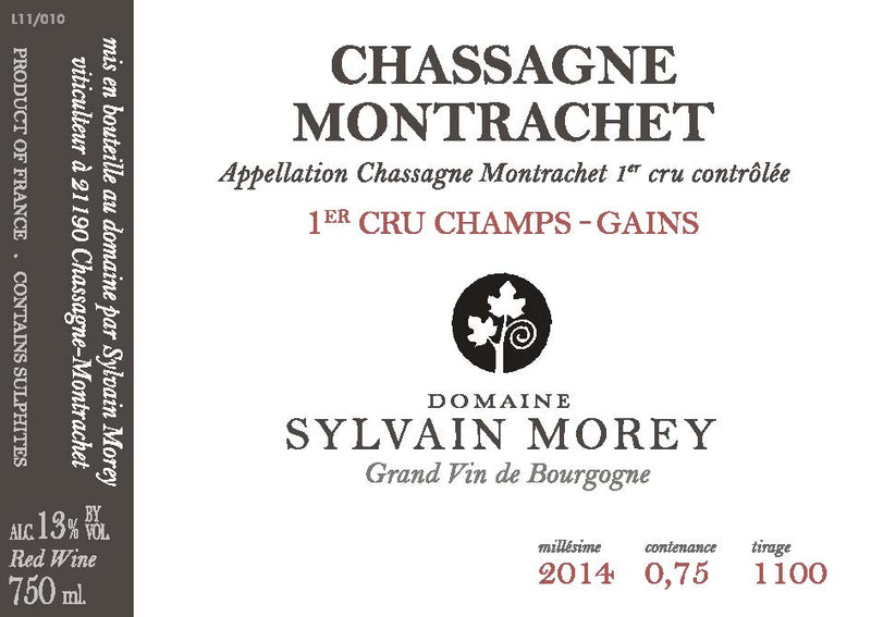 Domaine Sylvain Morey Chassagne Montrachet Rouge 1er Cru 'Champs-Gains' 2014
